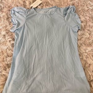Boxercraft Blue Flutter Sleeve Ruched Blouse